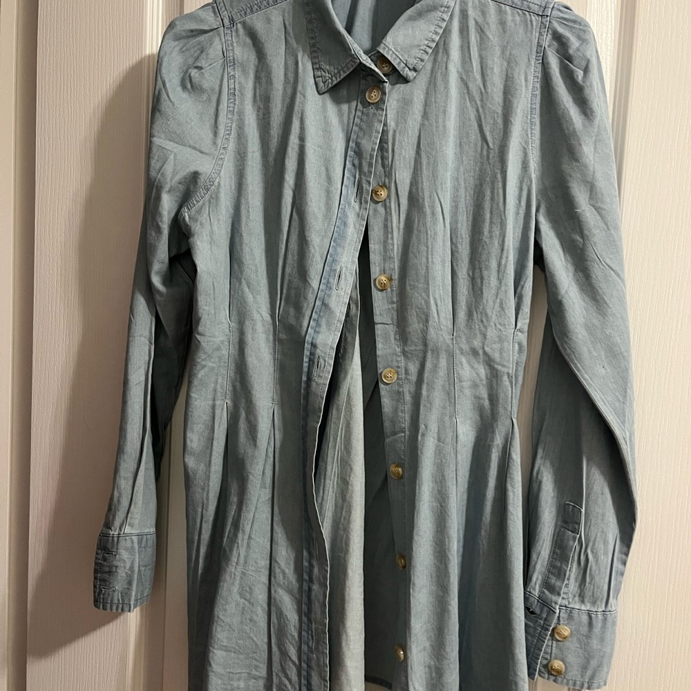 Long fitted button up shirt